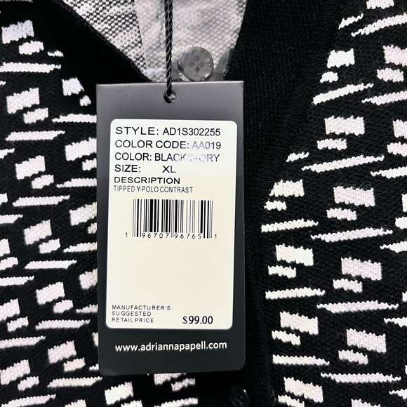 Adrianna Papell Black and White V-Neck Sweater - Picture 9 of 9